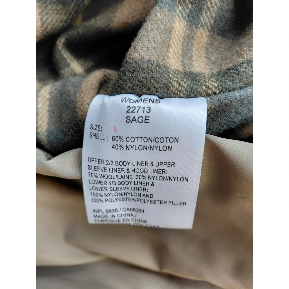Woolrich‎ Womens Sage Green Lined Utility Jacket Size Large Hooded